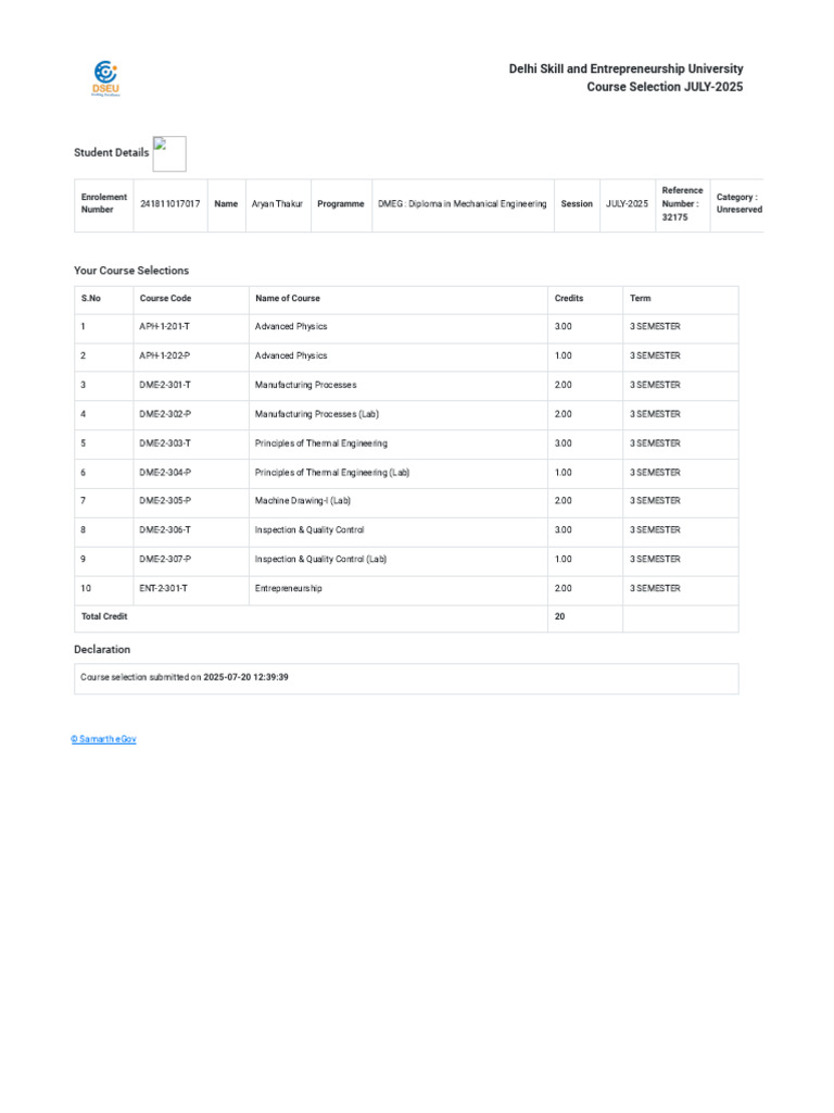 Course Selection for DMEG 2025 | PDF | Business | Mechanical Engineering