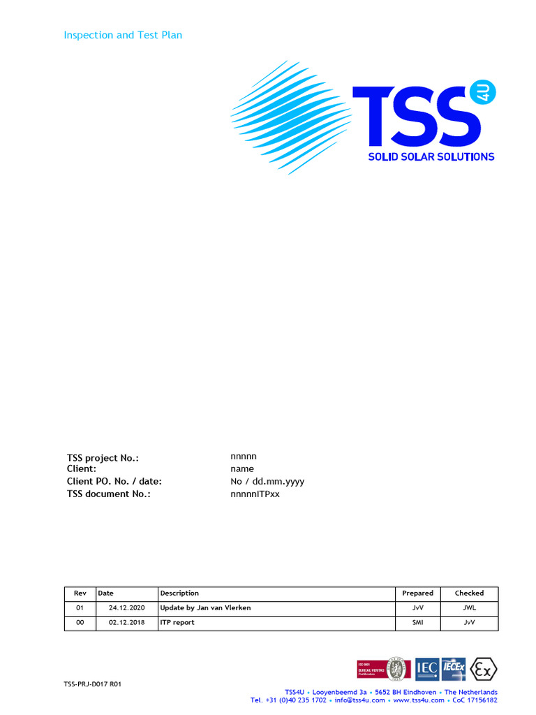 Inspection and Test Plan Overview | PDF | Specification (Technical ...