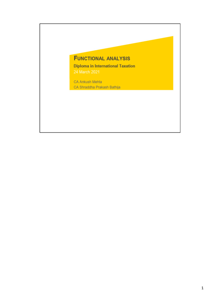 Functional Analysis in Transfer Pricing | PDF | Business Economics ...