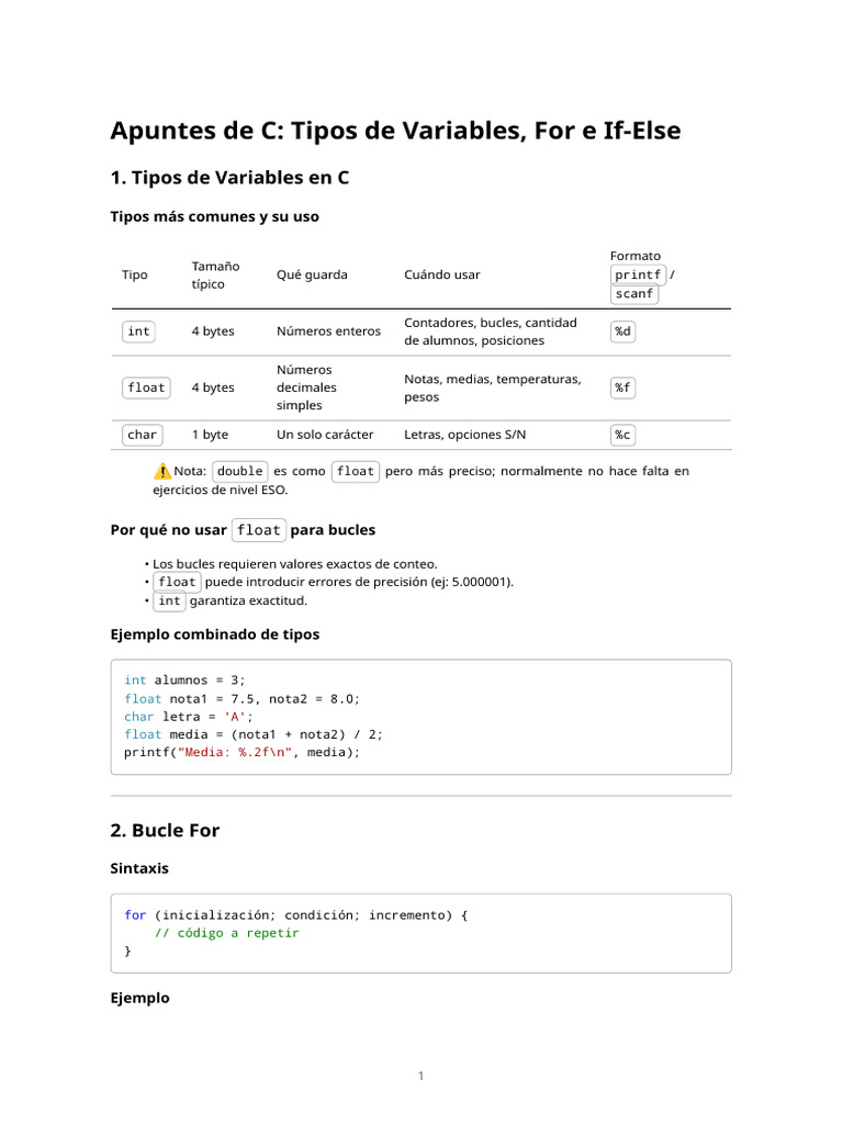 Apuntes C Basicos | PDF | Flujo de control | Programación de computadoras