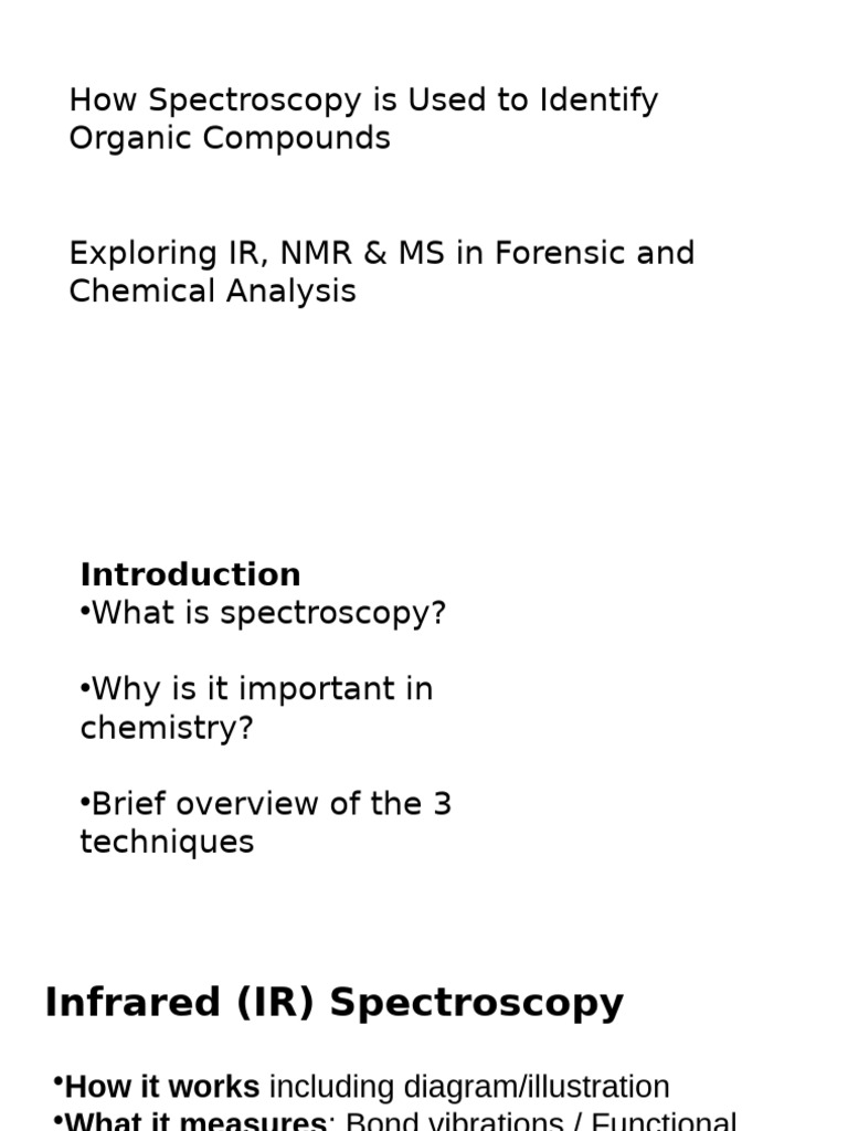 Spectroscopy Techniques for Organic Analysis | PDF