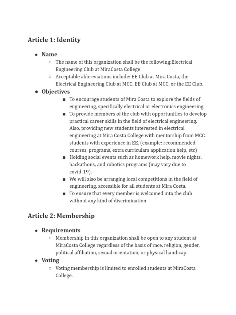 EE Club Constitution Draft 2-2 | PDF | Equality Rights | Justice