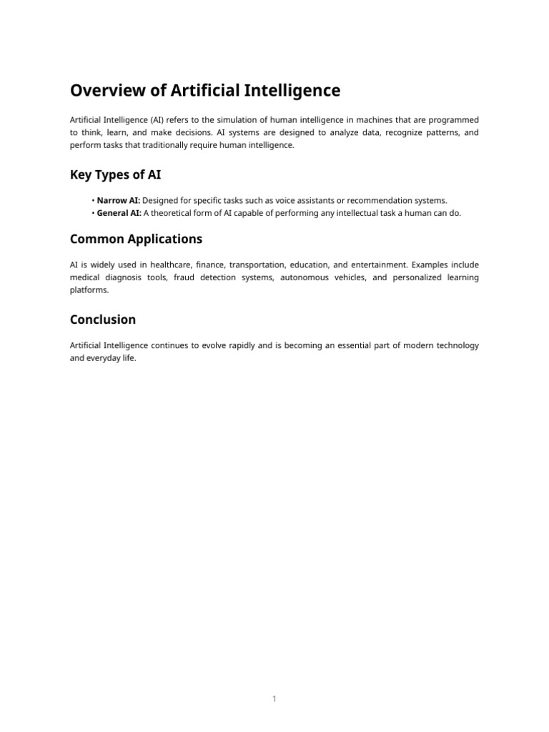 Overview of Artificial Intelligence Types | PDF