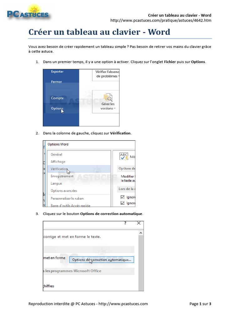 Créer un tableau rapidement dans Word | PDF | Microsoft Word | Clavier ...