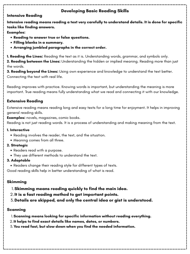 Essential Reading Skills Explained | PDF | Speed Reading ...