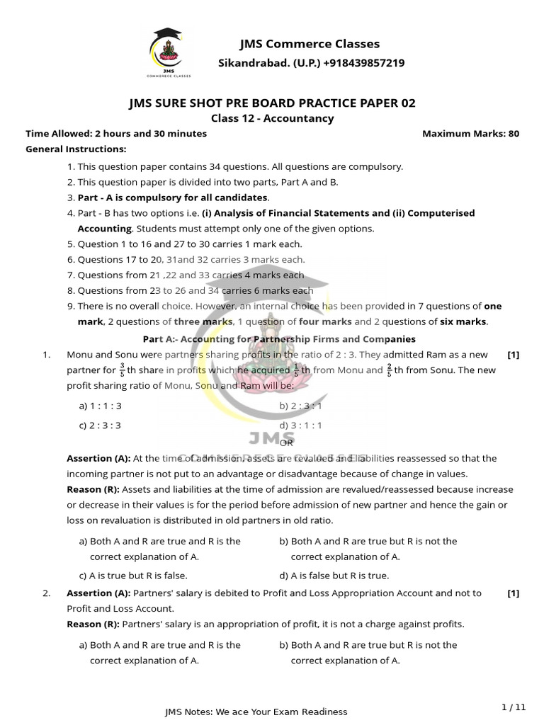 Pre Board Practice 02 | PDF | Balance Sheet | Equity (Finance)