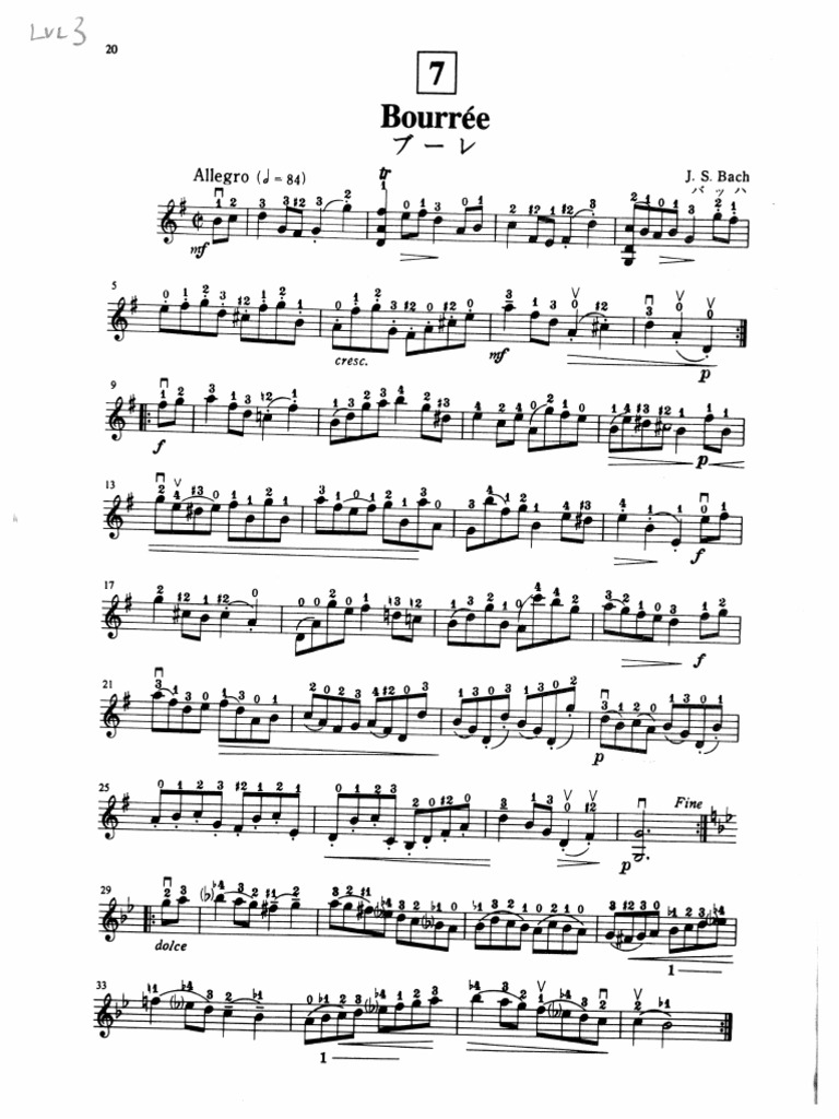 Bourree - Violin Level 3 | PDF