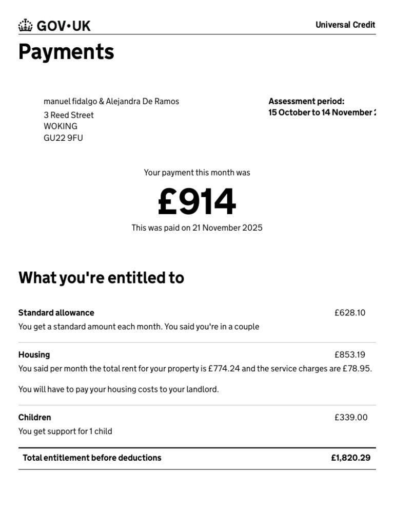 Universal Credit Payment Breakdown Guide | PDF | Payments