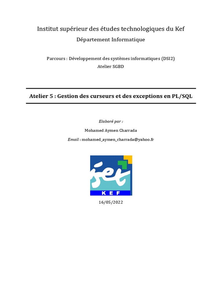 Gestion des curseurs et exceptions PL/SQL | PDF | PL/SQL | SQL