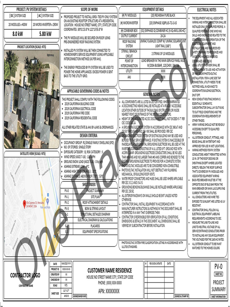 Residential PV System Installation Plan | PDF | Photovoltaic System ...