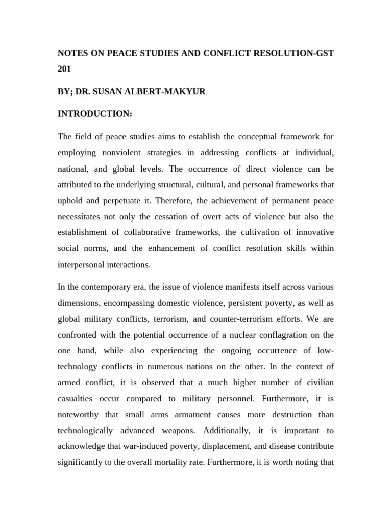 Peace Studies and Conflict Resolution Insights | PDF | Mediation ...