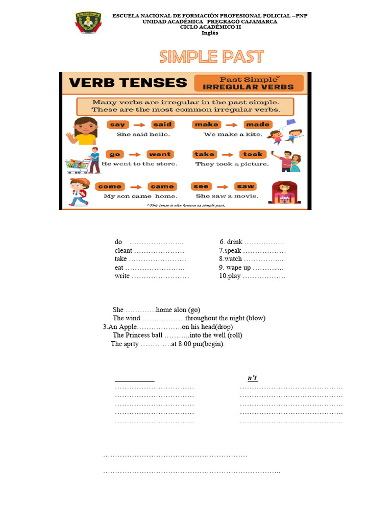 Past Tense English Exercises for Students | PDF