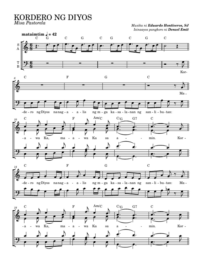 Kordero NG Diyos Pastorela EP Honti Arr Denz | PDF