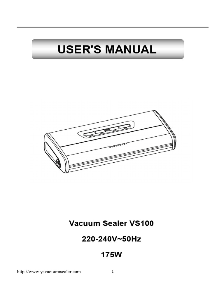 Vacuum Sealer VS100 User Manual | PDF | Vegetables