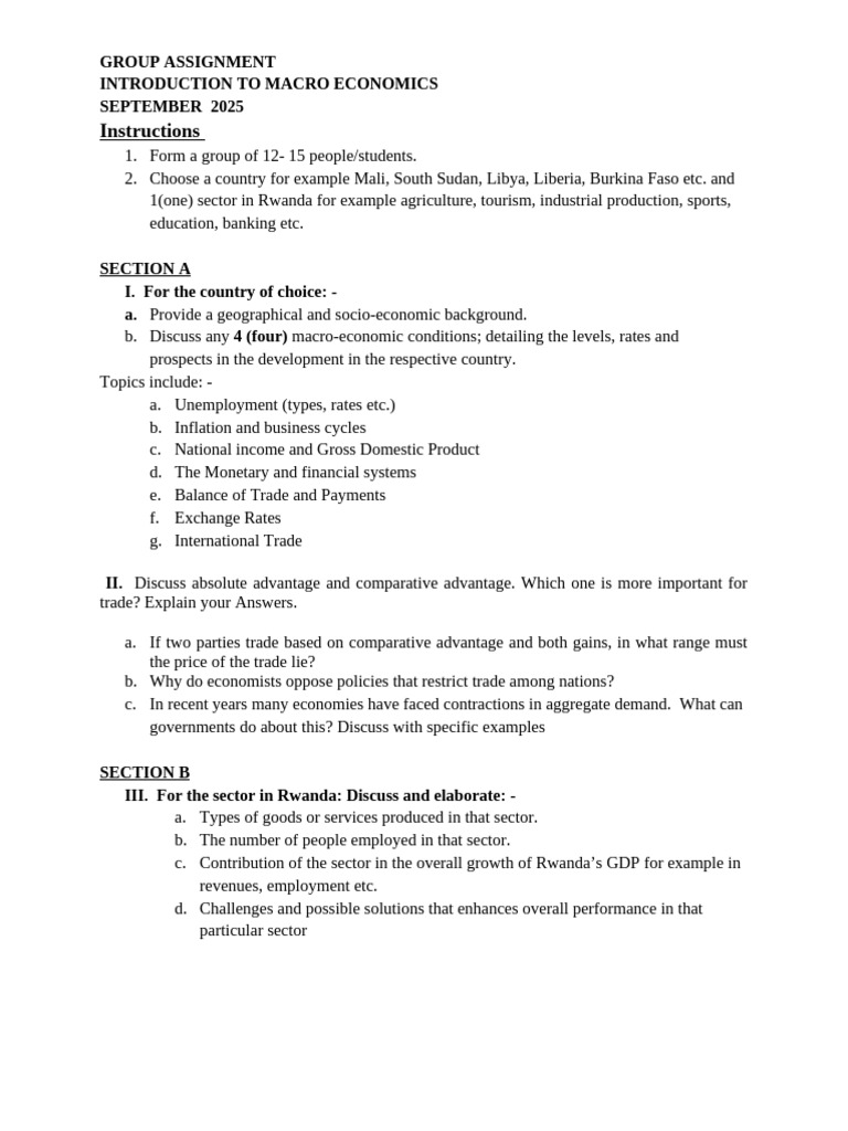 Macro Economics Group Assignment Guide | PDF