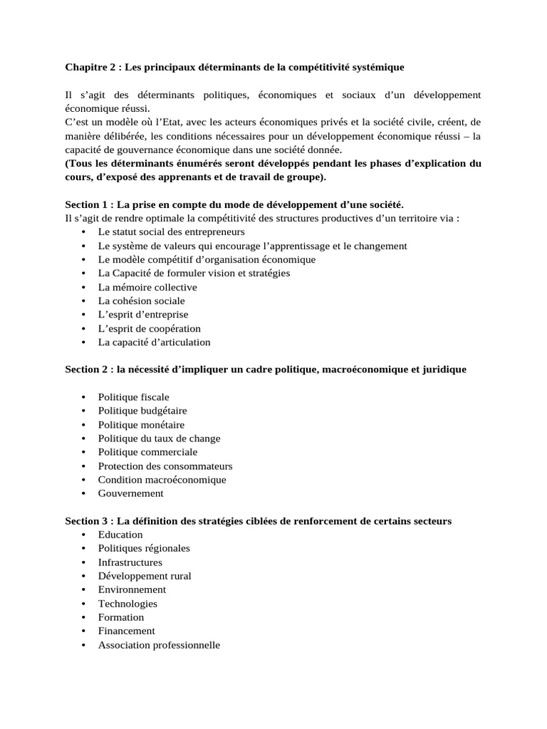 Déterminants de la Compétitivité Systémique | PDF
