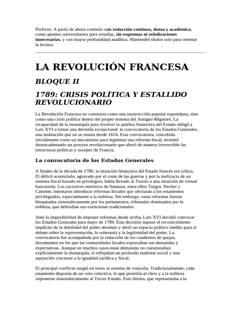 Crisis y Estallido de la Revolución Francesa | PDF | revolución ...