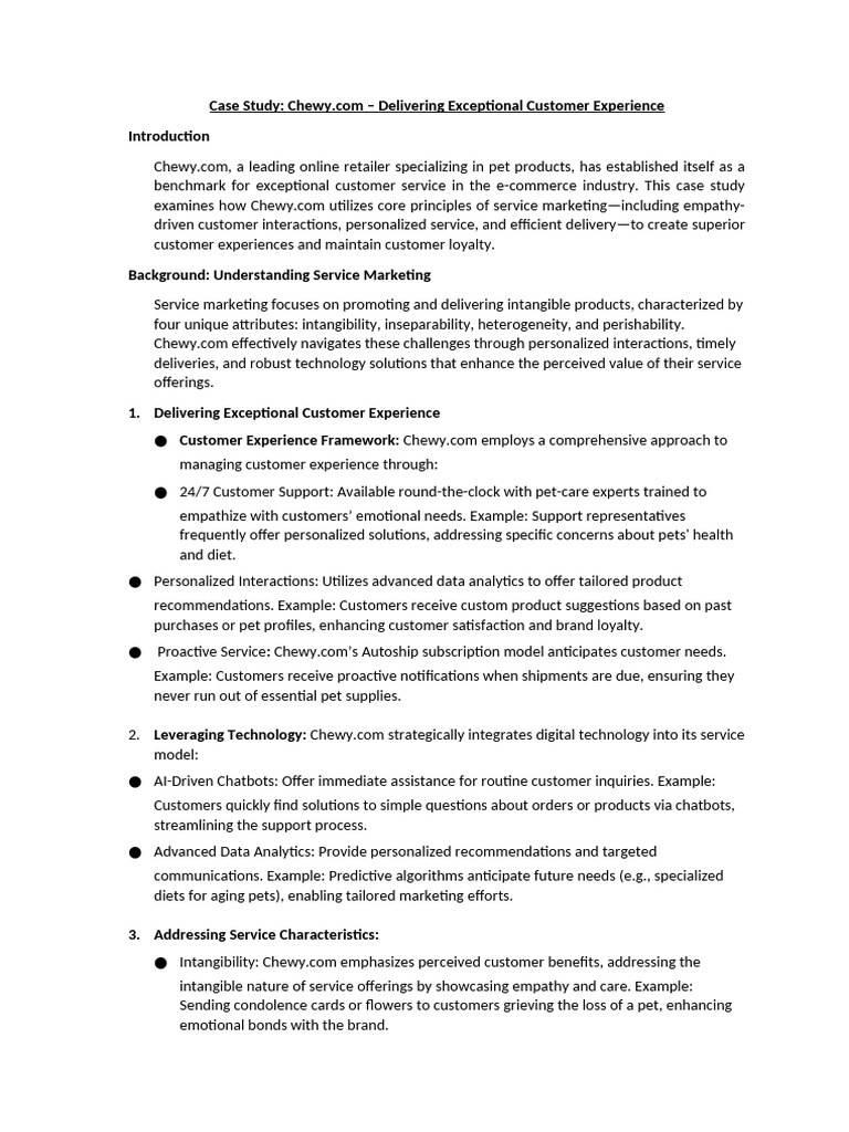 Chewy.com: Mastering Customer Experience | PDF | Customer Experience ...