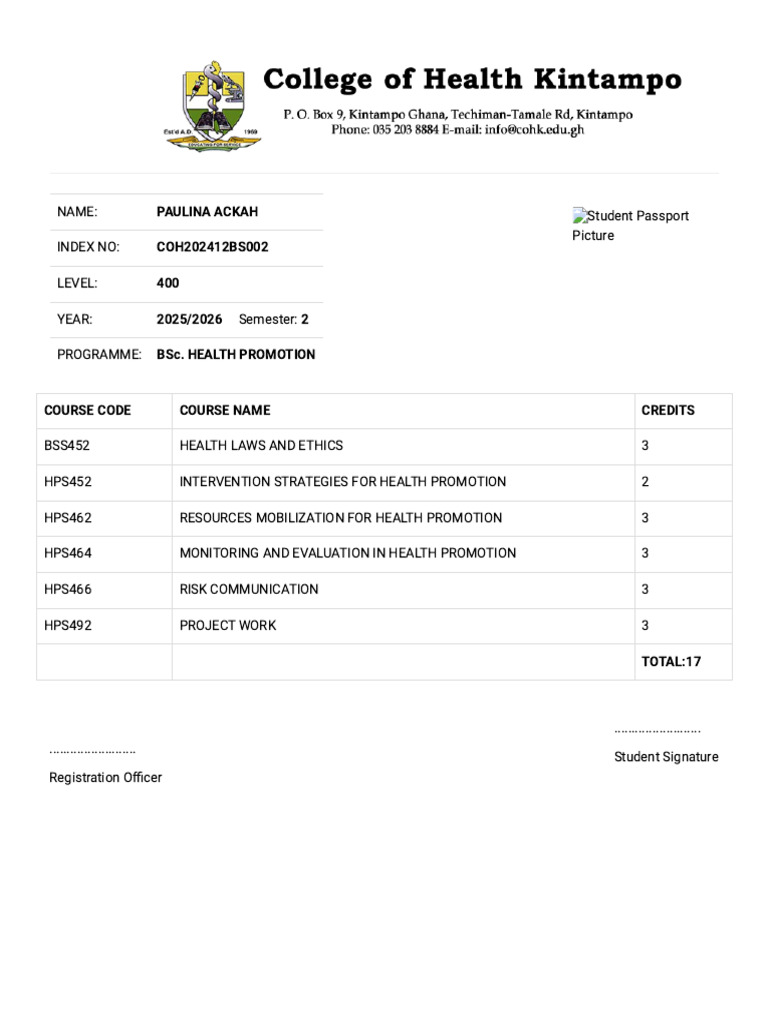 BSc Health Promotion Course Overview | PDF
