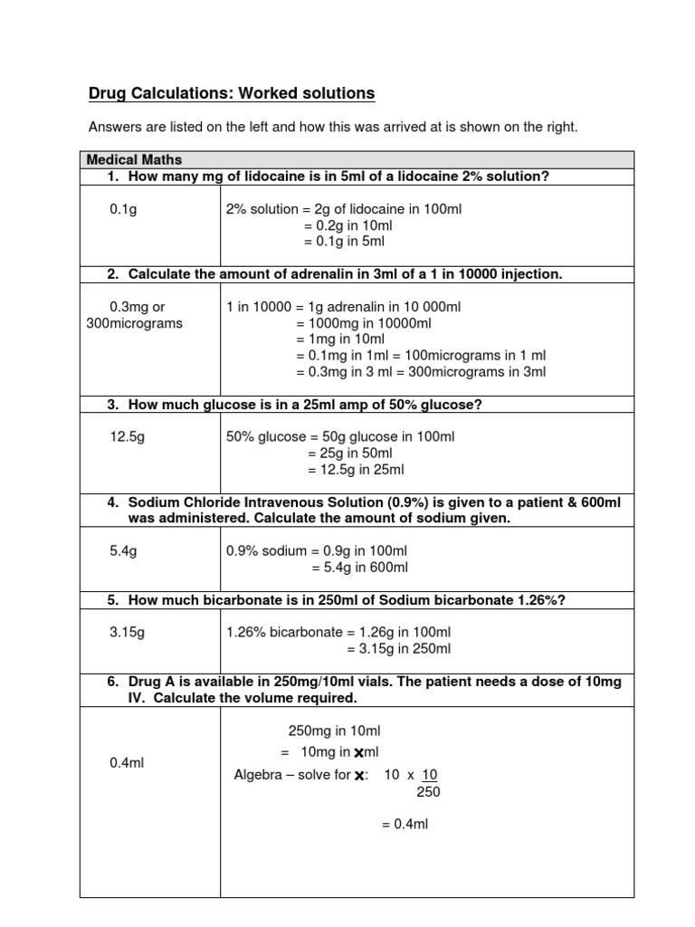 Drug Calculations Solutions | PDF | Intravenous Therapy | Morphine