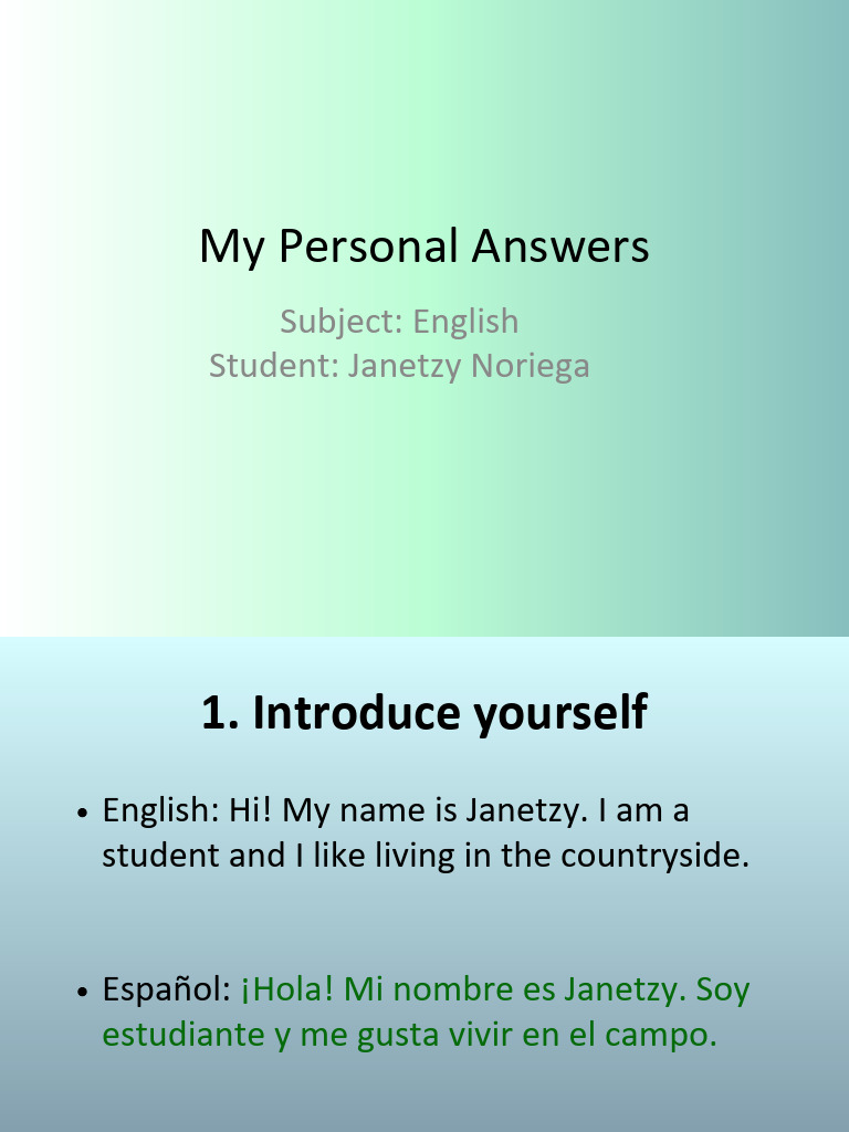 English Personal Answers With Questions Janetzy PDF | PDF