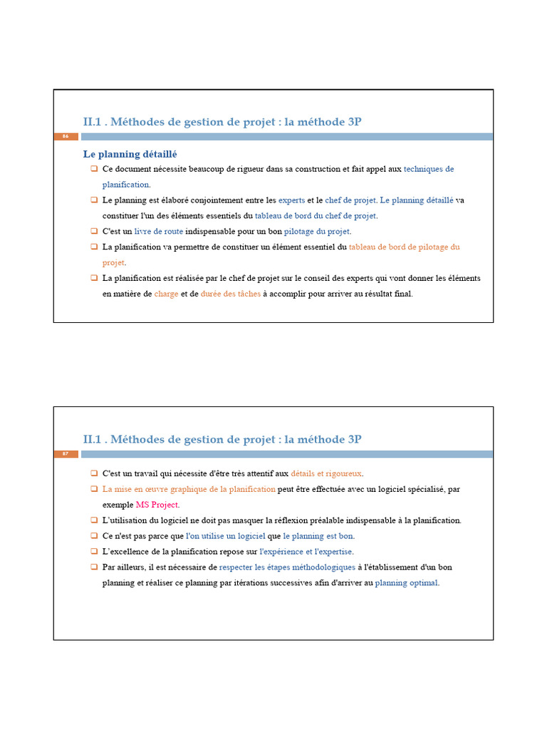Gestion de projet : méthode 3P et planning | PDF | Gestion de projet ...