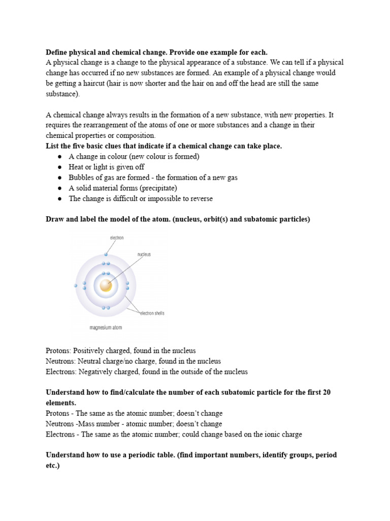 Physical vs Chemical Changes Explained | PDF | Atomic Nucleus ...