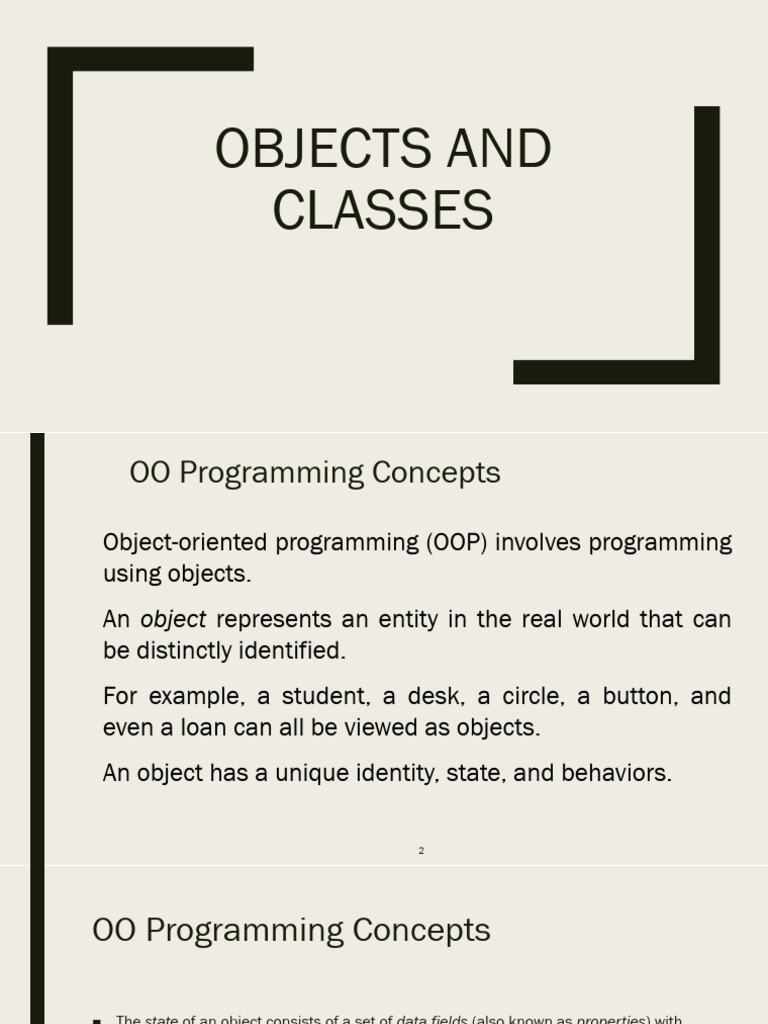 Understanding Objects and Classes in OOP | PDF | Constructor (Object ...