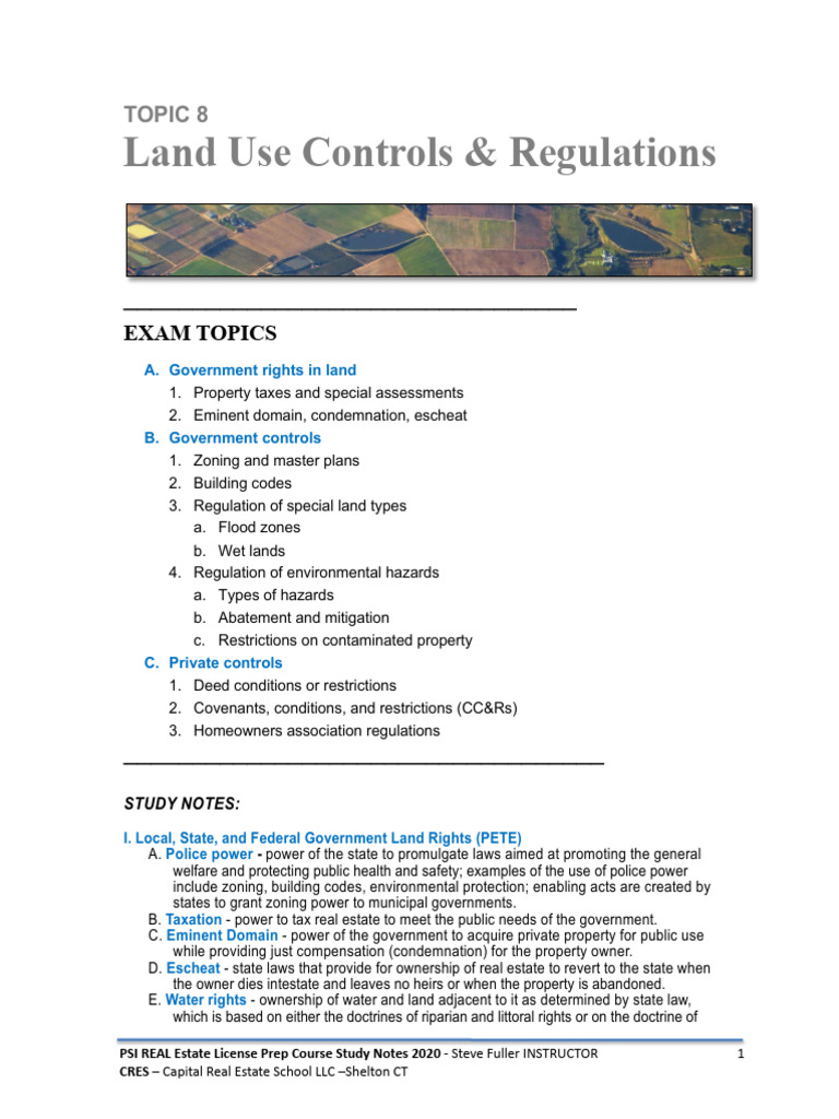 Land Use Controls & Regulations Study Guide | PDF | Superfund ...