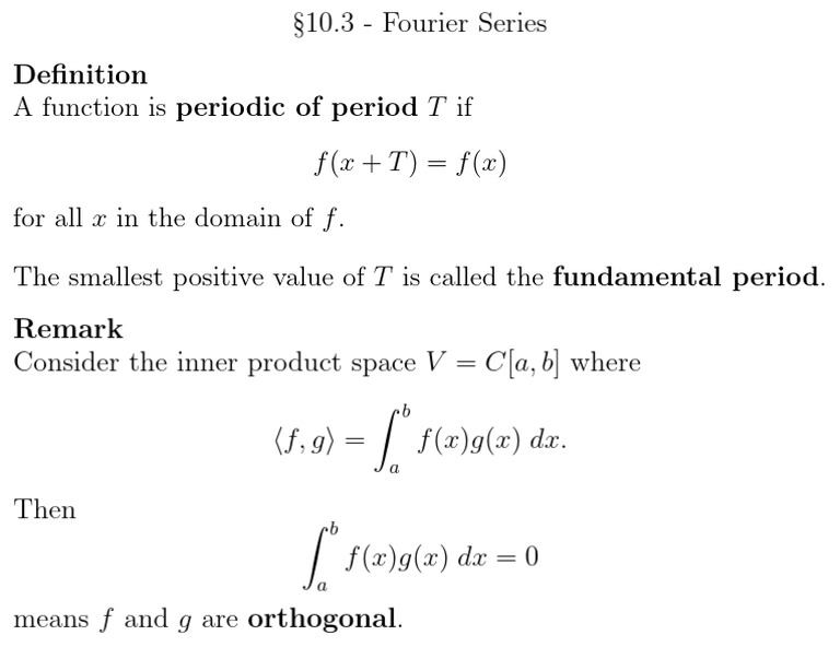 Fourier Series: Definitions and Theorems | PDF | Fourier Series ...