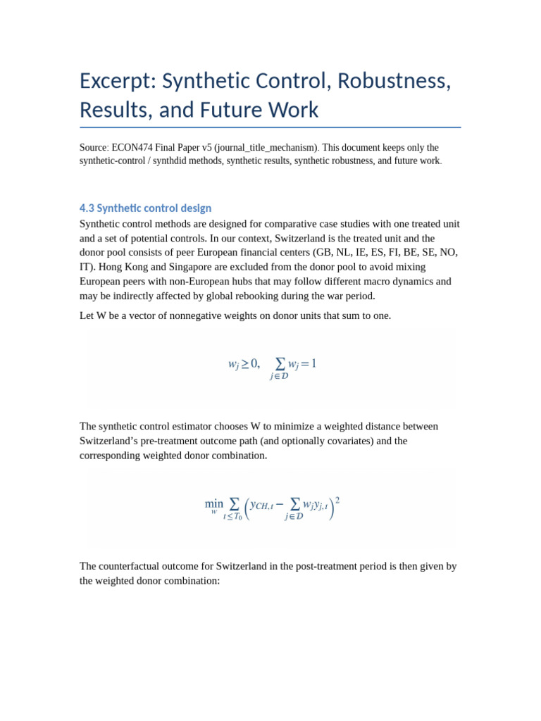 Switzerland's Synthetic Control Analysis | PDF | P Value | Statistical ...