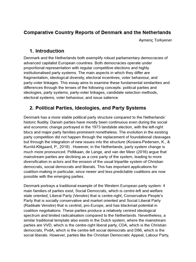 Denmark vs. Netherlands: Party Systems Analysis | PDF | Political ...