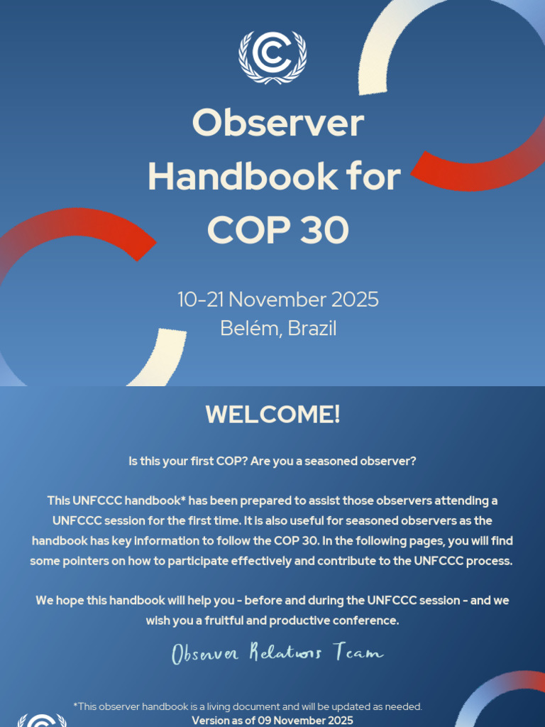 COP30 Observer Handbook 2025 Guide | PDF | United Nations Framework ...