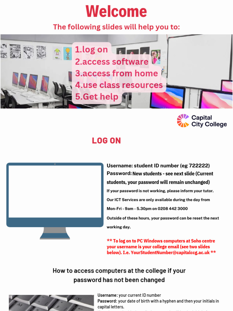 Student Login Guide for College Resources | PDF | Password | Software