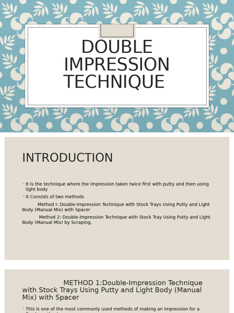 Double Impression Technique Guide | PDF | Dentistry Branches