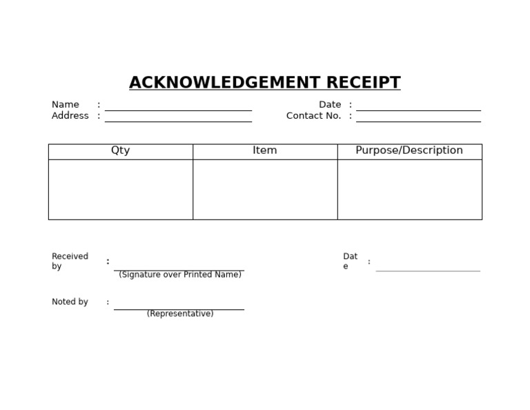Acknowledgement Receipt Template | PDF