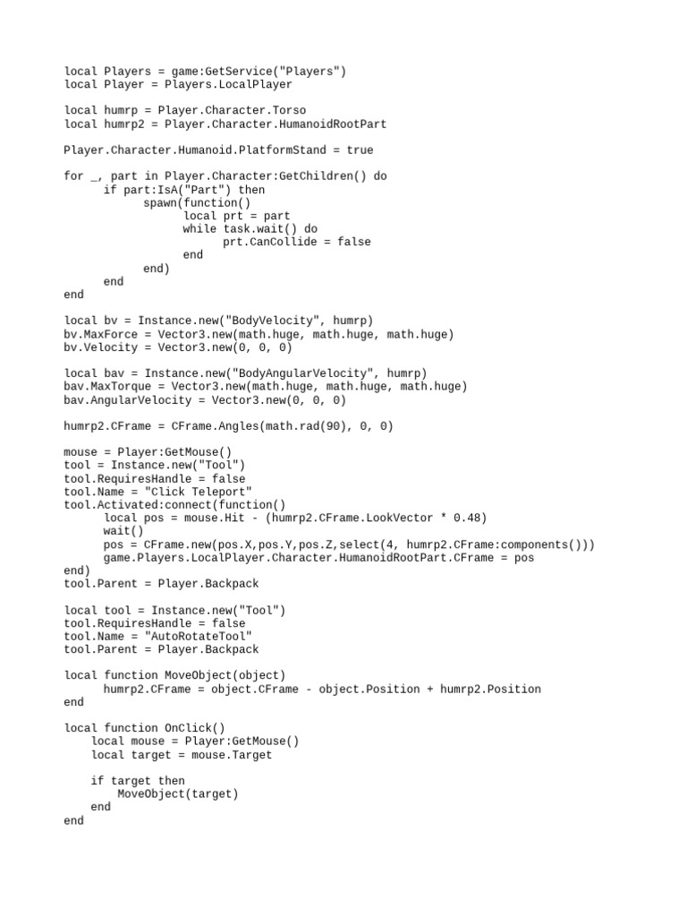Roblox Click Teleport and Rotation Tool | PDF