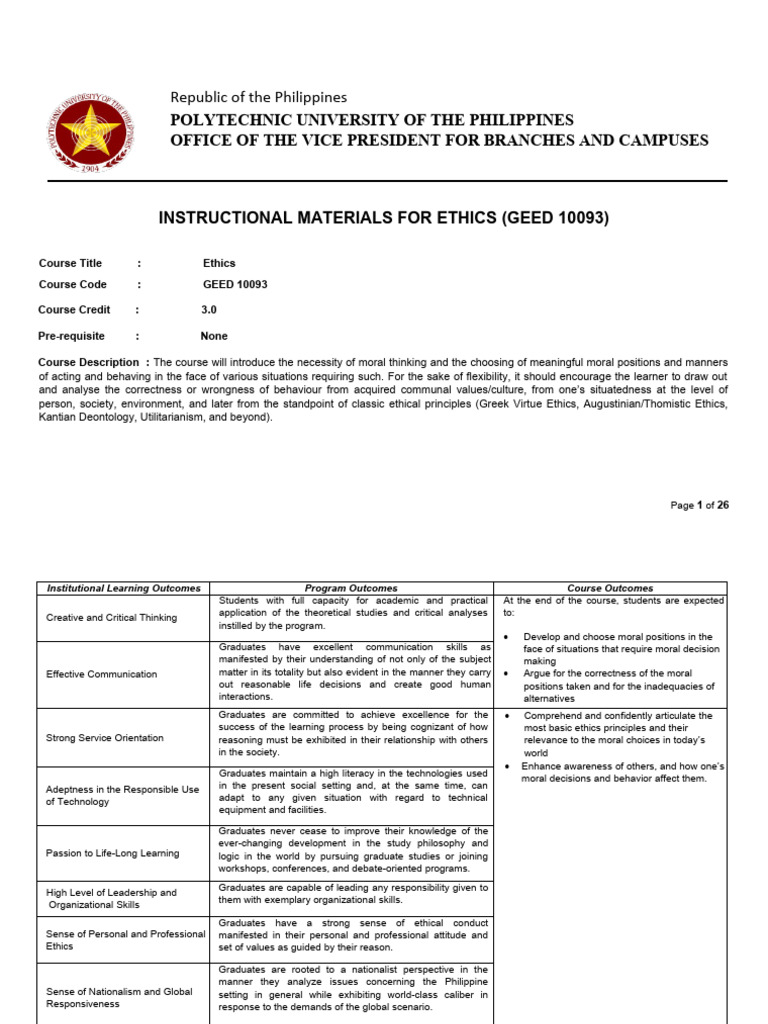 Pdfcoffee.com Geed 10093 Ethics PDF Free 1 | PDF | Morality