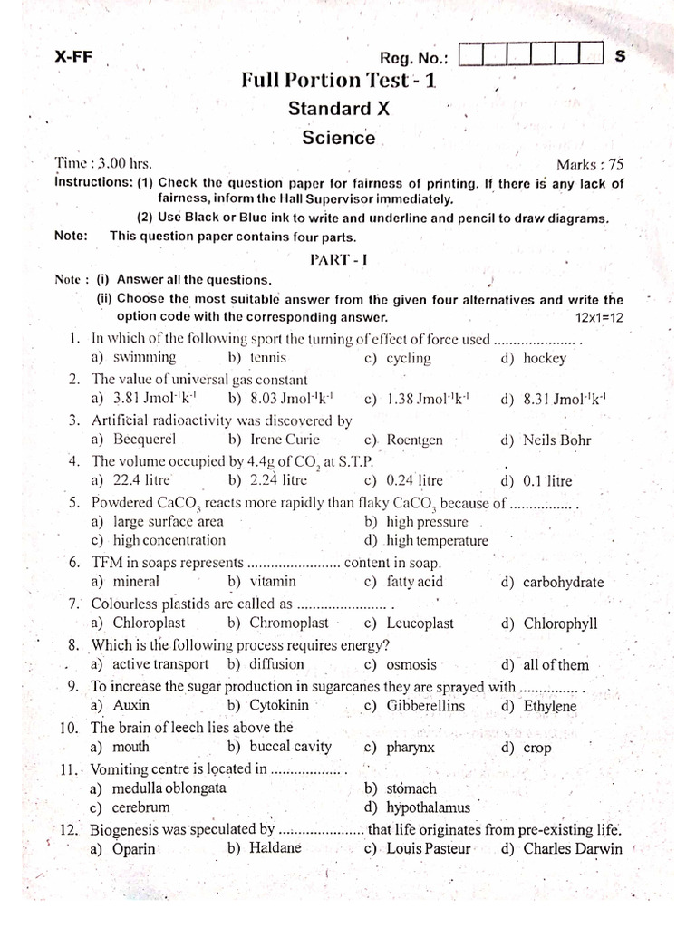 Science Full Portion QP | PDF