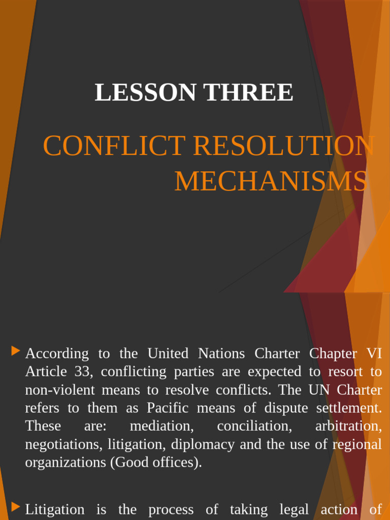 Lesson Three- Conflict Resolution Mechanisms 2 | PDF | Mediation ...
