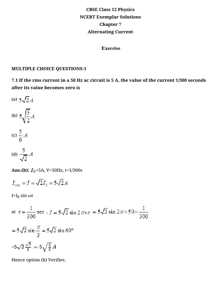 Chapter 7 - Alternating Current | PDF | Capacitor | Electrical Impedance