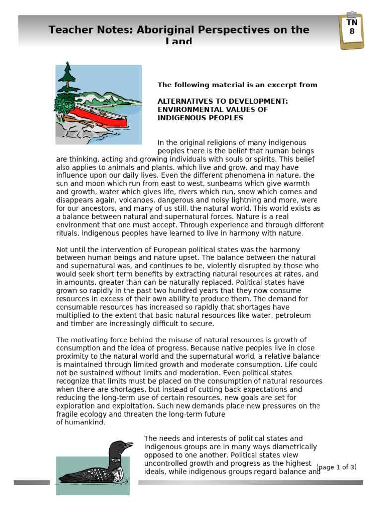 Aboriginal Perspectives on the Land TN8 | PDF | Indigenous Peoples | Nature