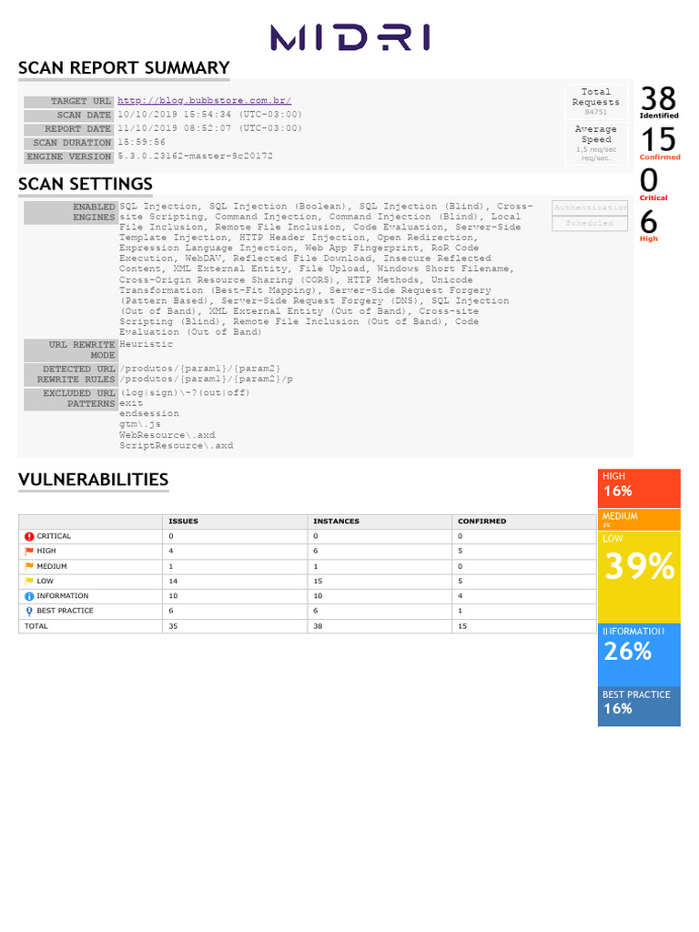 Vulnerability Scan Report for Bubb Store | PDF | Word Press | Http Cookie