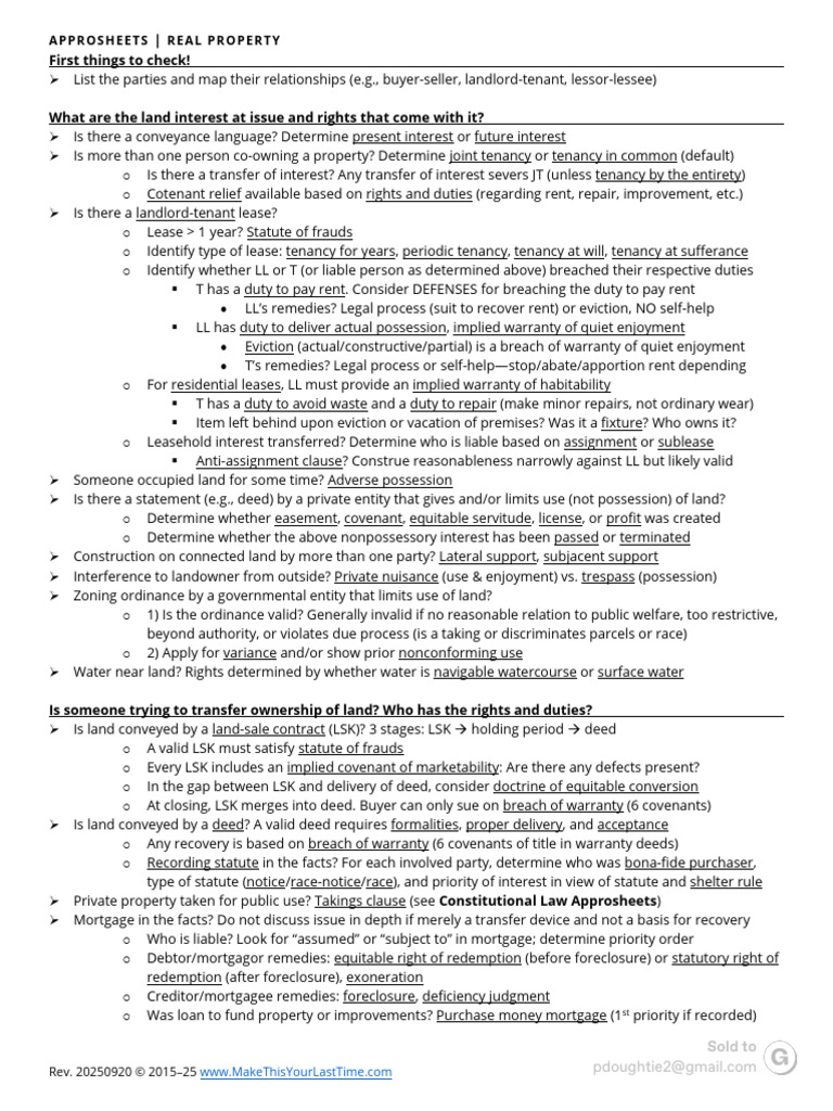 Real Property Rights and Duties Guide | PDF | Leasehold Estate ...