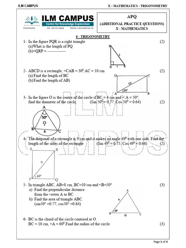 Trigonometry Practice Problems Guide | PDF