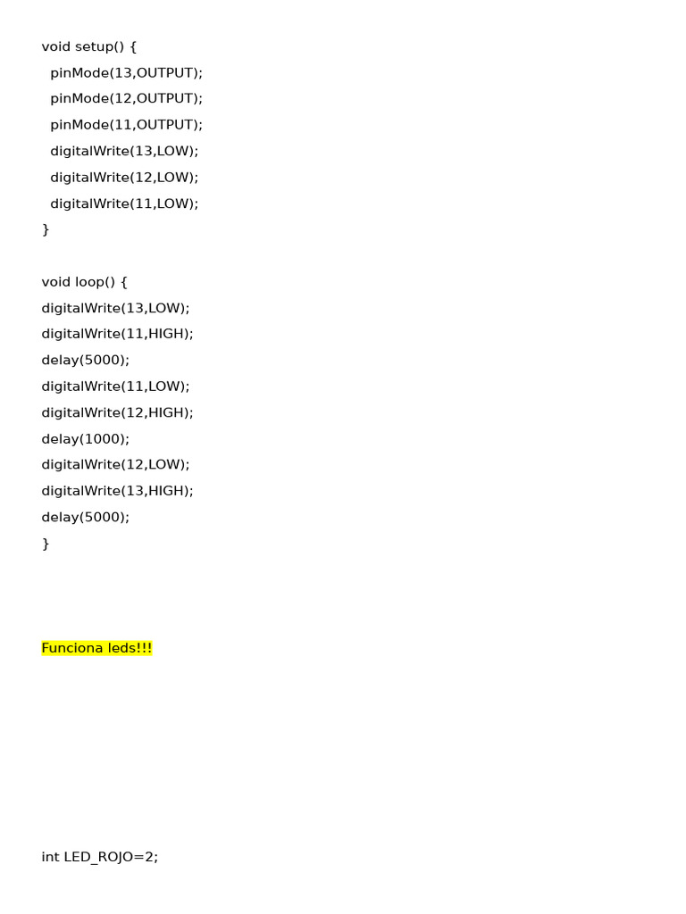 Arduino LED Control Code Example | PDF