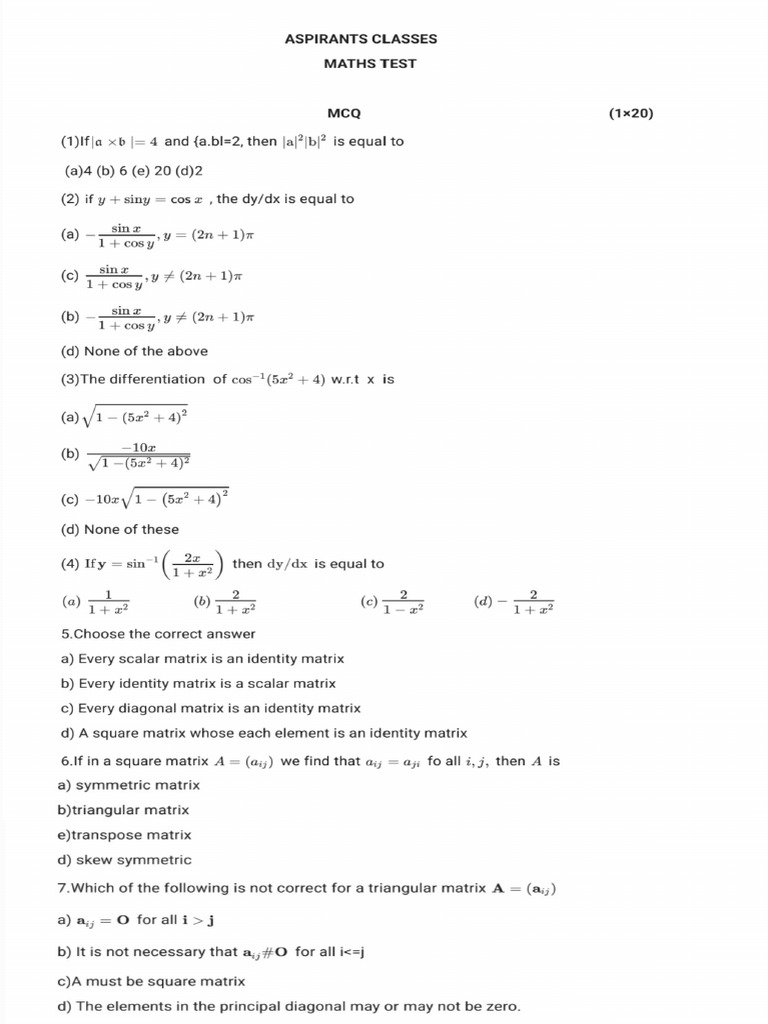 Maths Test | PDF