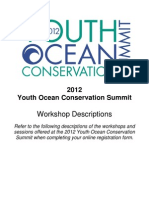 2012 Youth Ocean Conservation Summit Workshop Descriptions