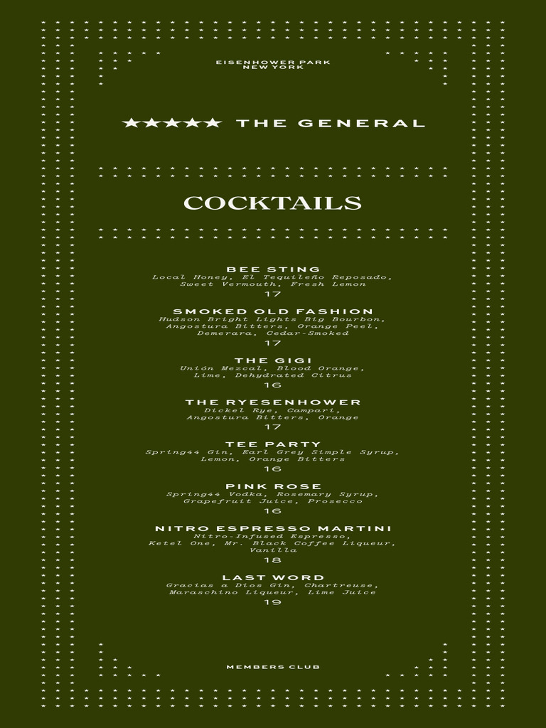 Eisenhower Park Members Club Menu | PDF