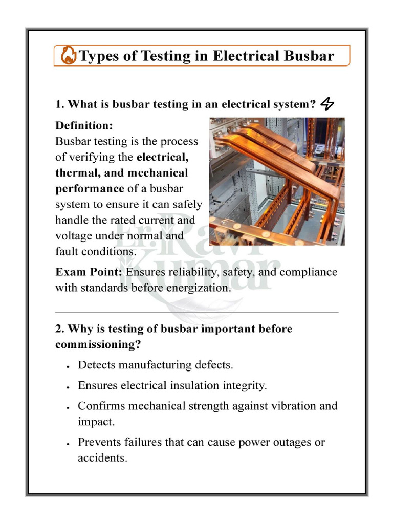 Types of Testing in Electrical Busbar-1 | PDF